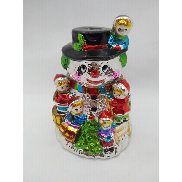 Vintage unique metallic radko pacconi style snowman children votive candle - Picture 12 of 12
